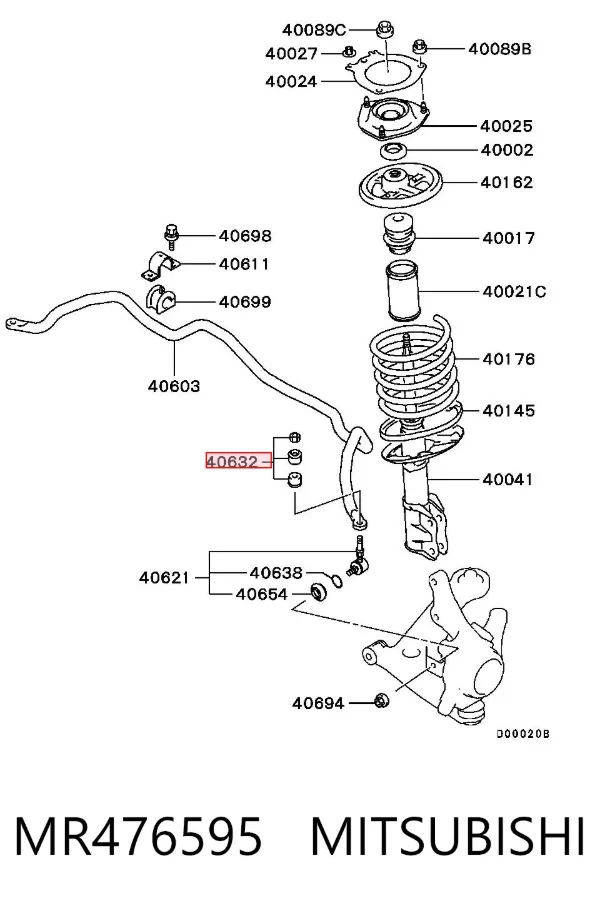 Tuleja łącznika stabilizatora tylnego MR476595 Mitsubishi
