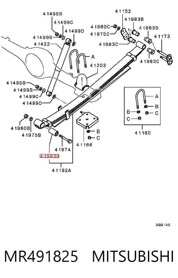 Silentblock przedni resoru tylnego MR491825 Mitsubishi