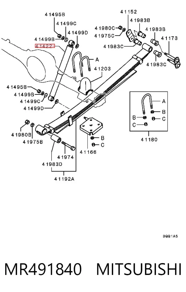 Amortyzator tylny MR491840 Mitsubishi