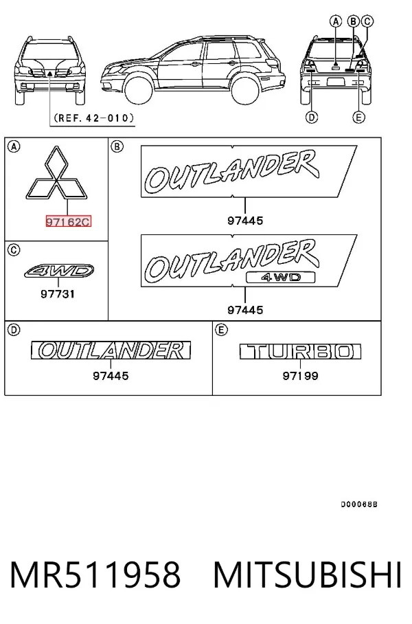 Emblemat na klapę bagaznika (znaczek firmowy) Mitsubishi Outlander I