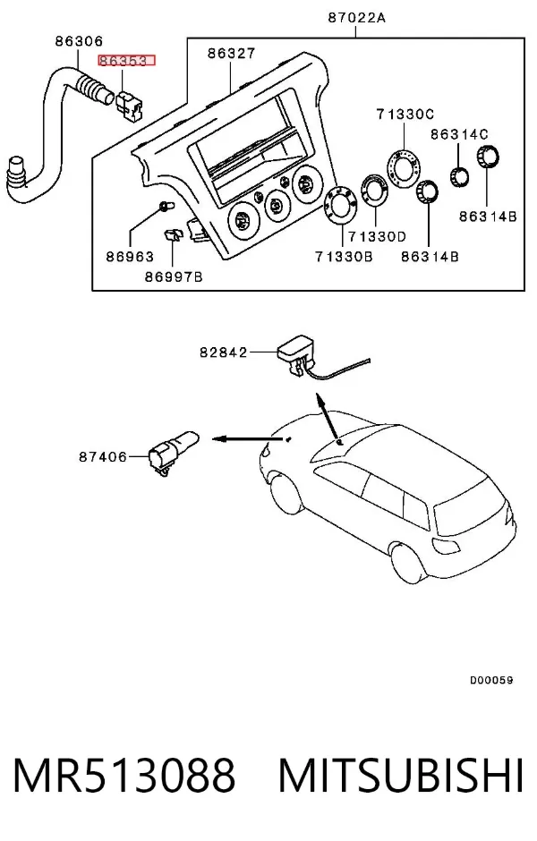 Czujnik temperatury wewnętrznej Mitsubishi Outlander I