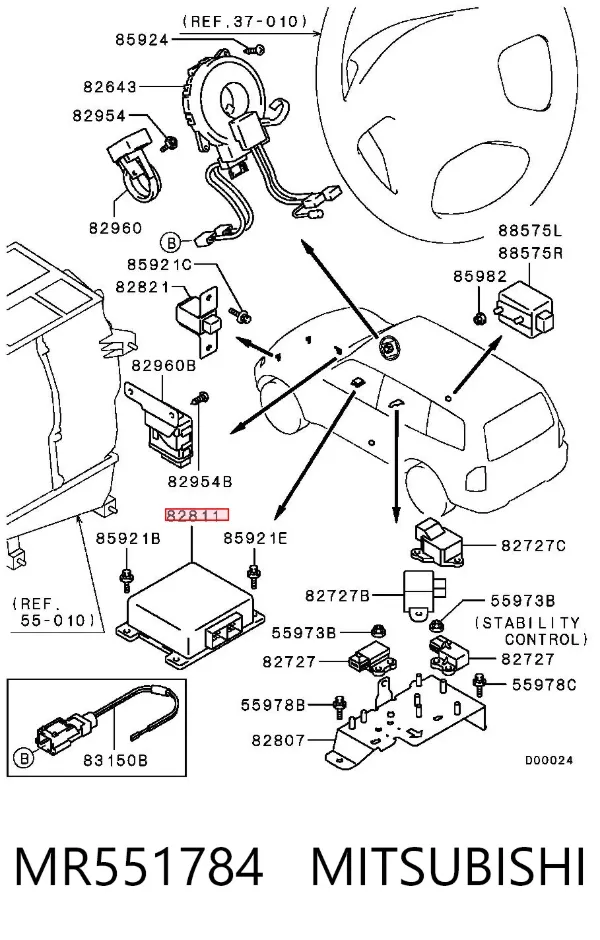Sterownik poduszki bezpieczeństwa MR551784 Mitsubishi