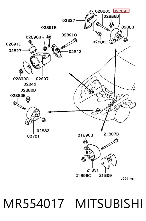 Poduszka (podpora) silnika tylna MR554017 Mitsubishi