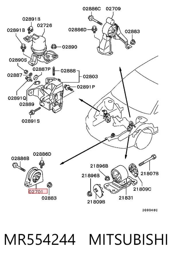 Poduszka (podpora) silnika przednia MR554244 Mitsubishi