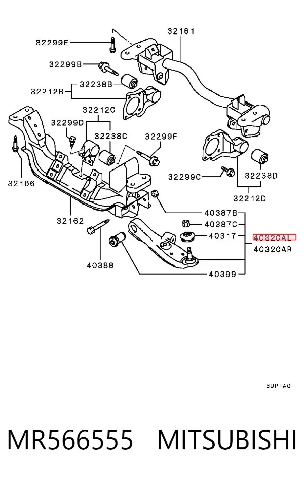 Wahacz zawieszenia przedniego dolny lewy MR566555 Mitsubishi