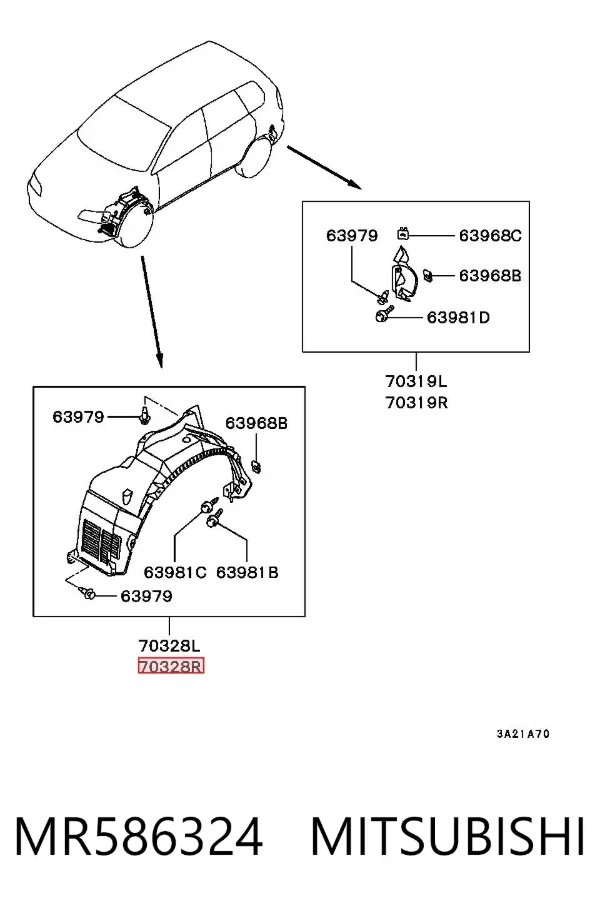 Nadkole błotnika przedniego prawe MR586324 Mitsubishi