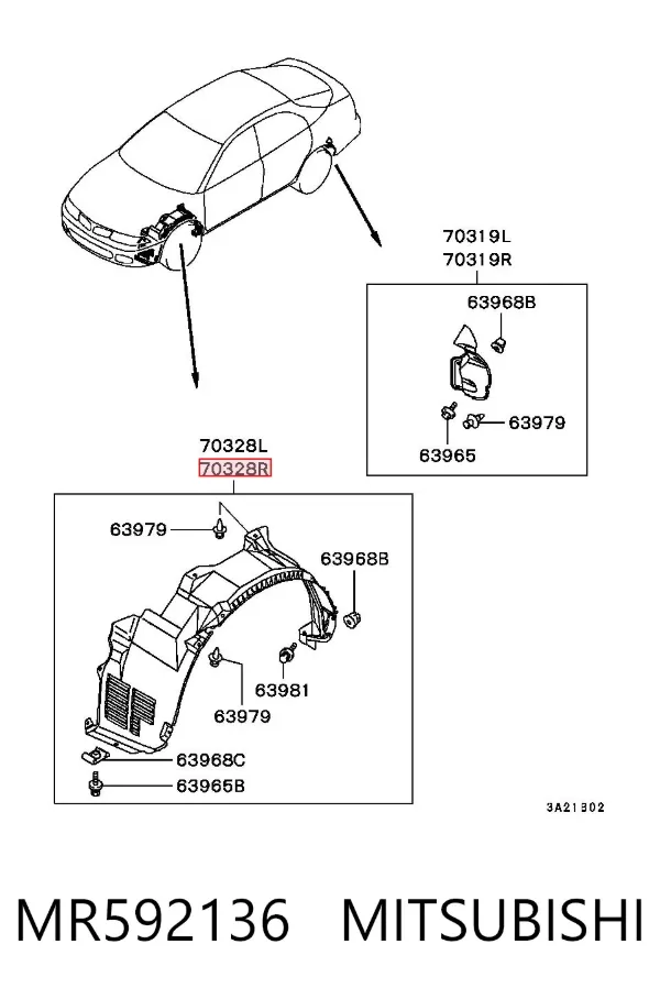 Nadkole błotnika przedniego prawe MR592136 Mitsubishi