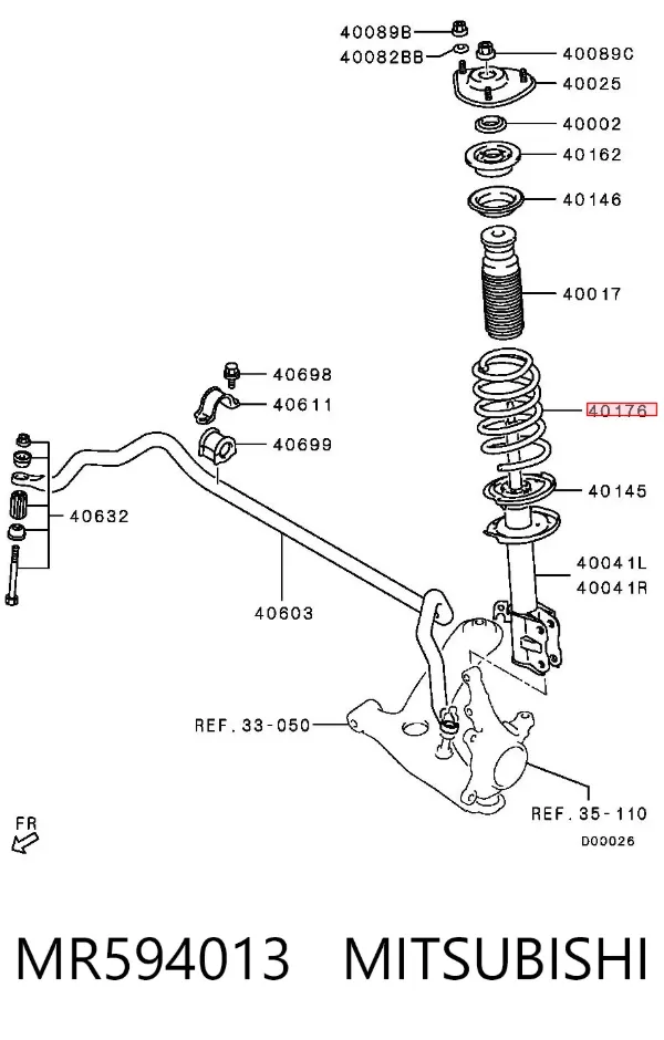 Sprężyna przednia MR594013 Mitsubishi
