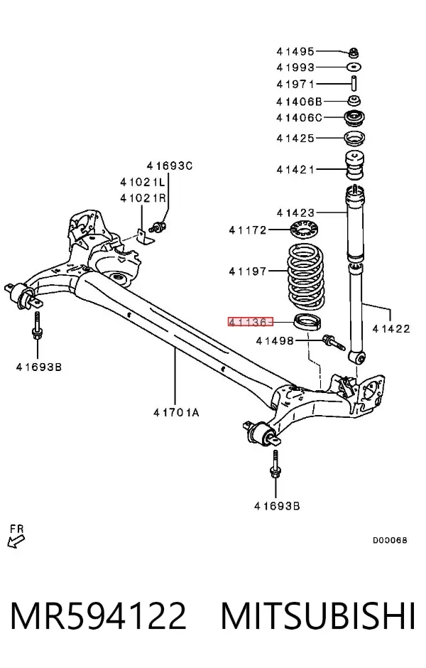 Podkładka (pierścień gumowy) sprężyny tylnej dolny MR594122 Mitsubishi