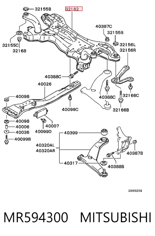 Korpus osi przedniej MR594300 Mitsubishi