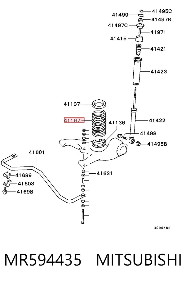 Sprężyna tylna MR594435 Mitsubishi