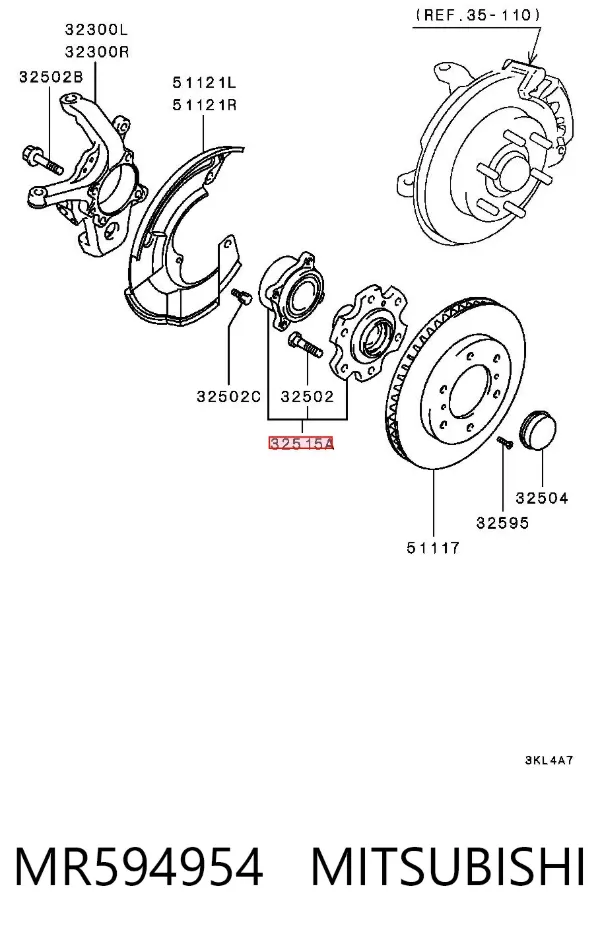 Piasta przednia MR594954 Mitsubishi