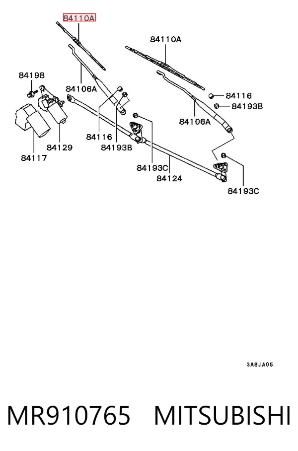 Pióro wycieraczki szyby przedniej pasażera MR910765 Mitsubishi