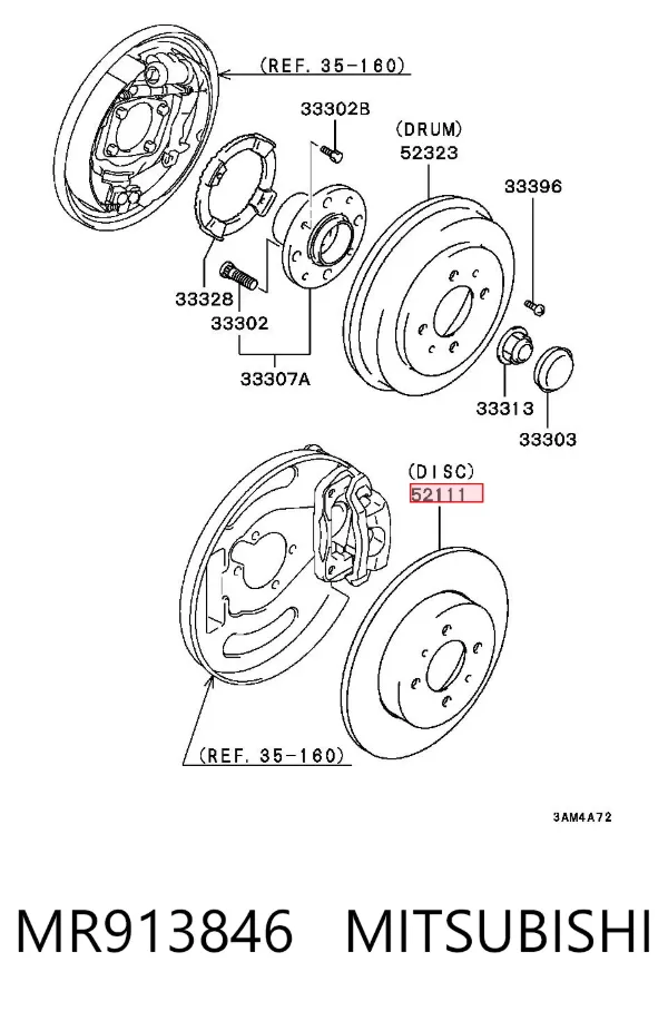 Tarcza hamulcowa tylna MR913846 Mitsubishi