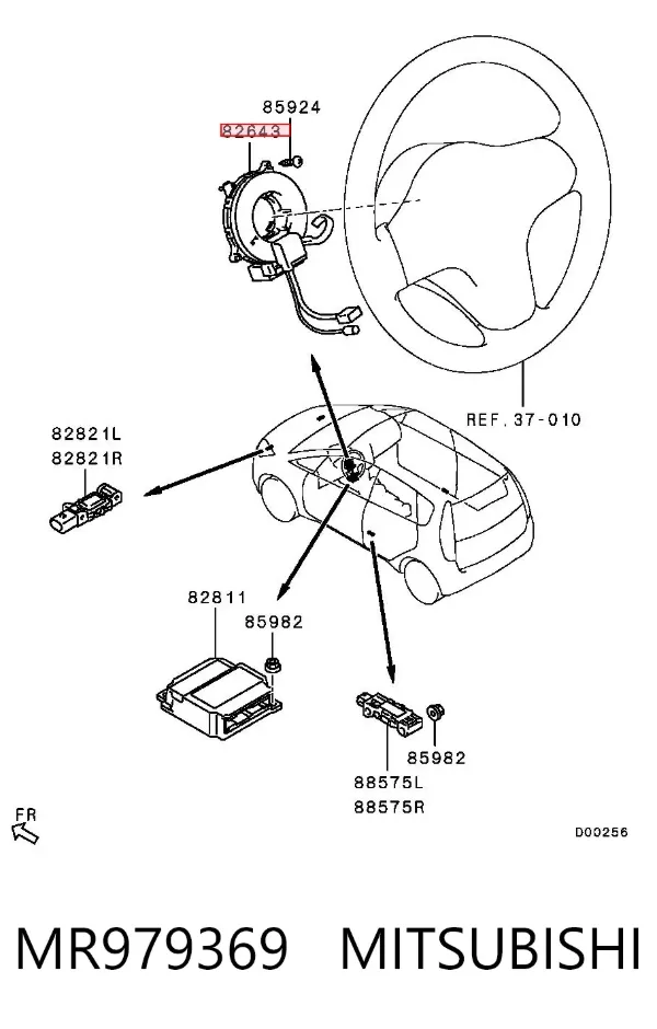 Pierścień kontaktowy AIRBAG, taśma kierownicy MR979369 Mitsubishi