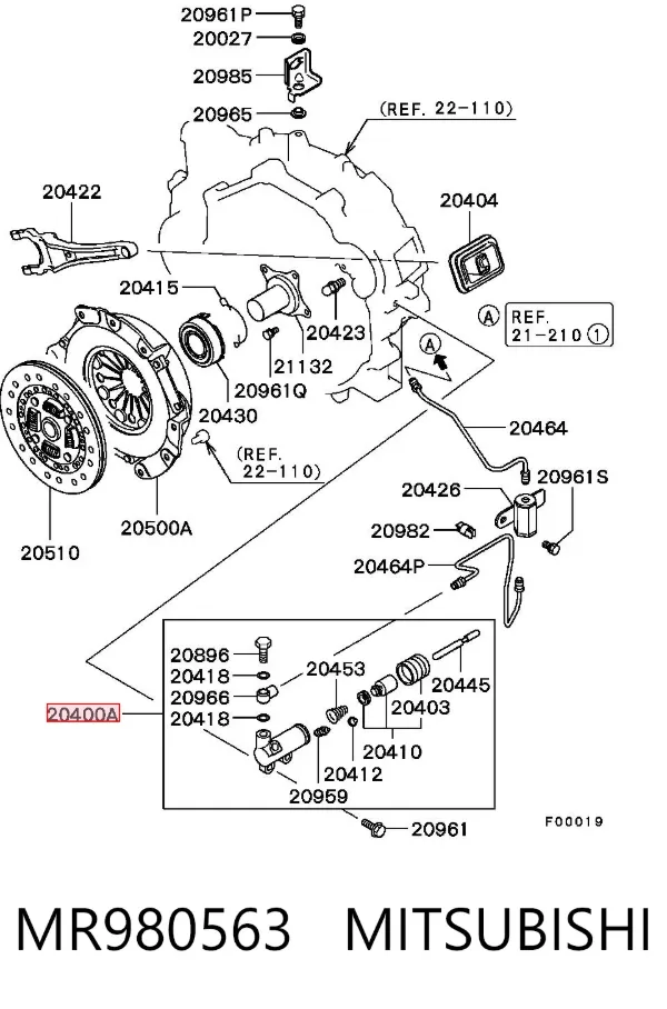 Cylinder roboczy sprzęgła MR980563 Mitsubishi