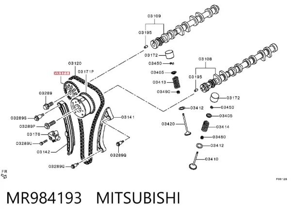 Koło zębate walcowe wałka rozrządu wydechowego MR984193 Mitsubishi
