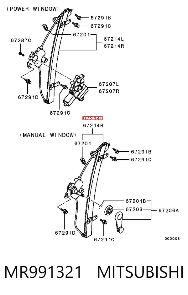 Mechanizm podnoszenia szyby drzwi przednich lewych Mitsubishi Lancer IX