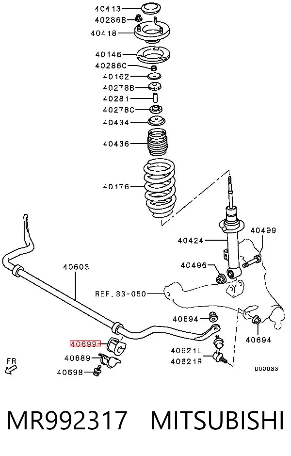 Tuleja stabilizatora przedniego MR992317 Mitsubishi
