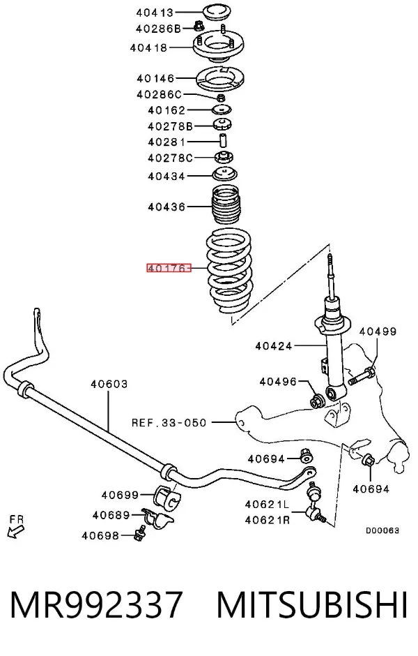 Sprężyna przednia MR992337 Mitsubishi