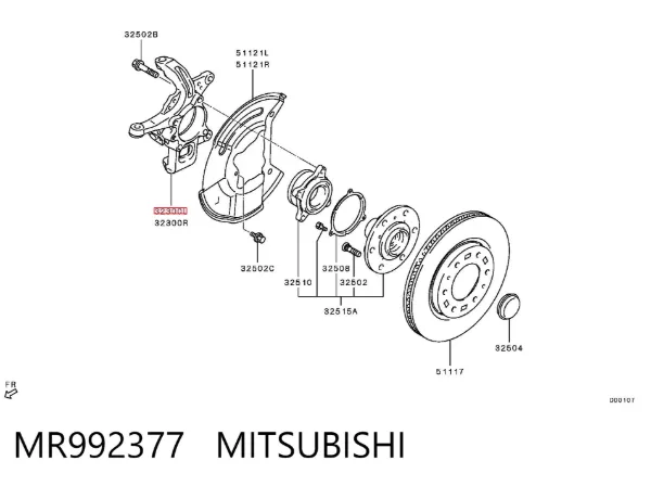Czop (zwrotnica) przedni lewy MR992377 Mitsubishi