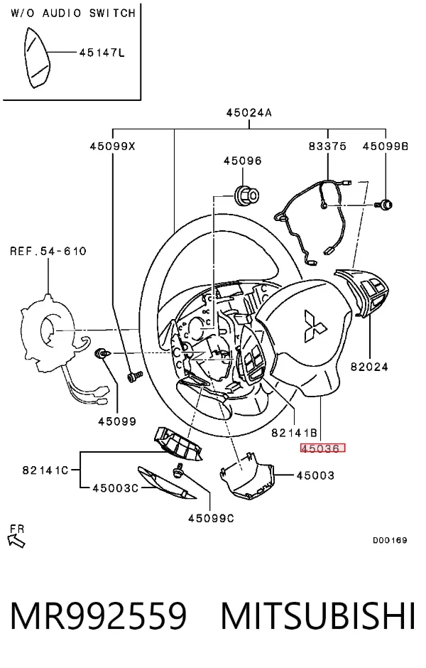 Poduszka powietrzna (Airbag) kierowcy MR992559 Mitsubishi