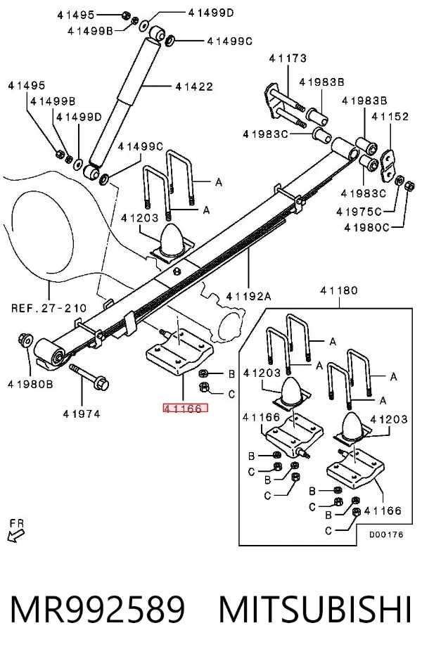 Uchwyt resoru tylnego mostu MR992589 Mitsubishi