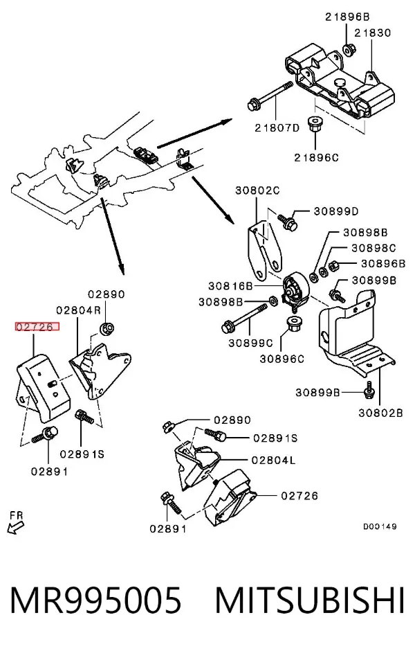 Poduszka (podpora) silnika lewa/prawa MR995005 Mitsubishi