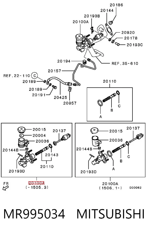 Cylinder sprzęgła główny MR995034 Mitsubishi