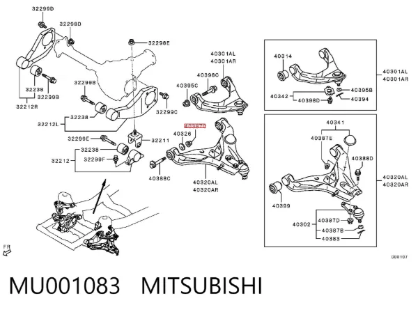 Śruba (nakrętka) mocowania MU001083 Mitsubishi
