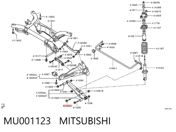 Śruba do mocowania amortyzatora tylnego MU001123 Mitsubishi