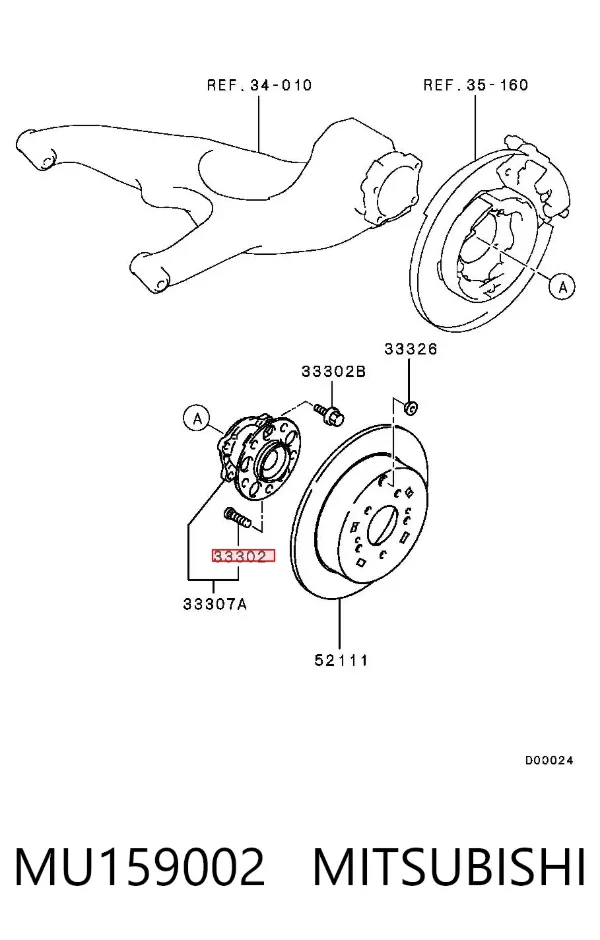 Szpilka koła tylna/przednia MU159002 Mitsubishi
