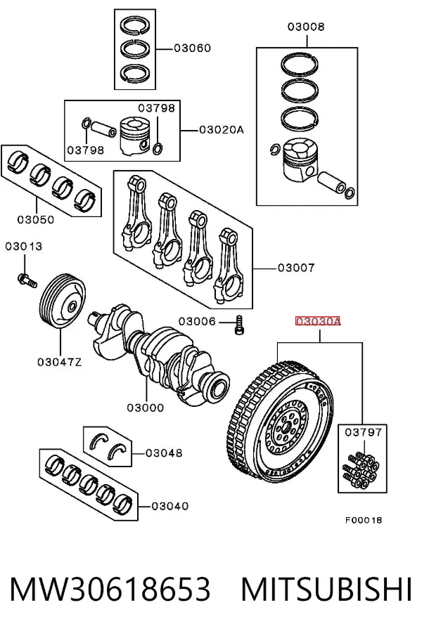 Koło zamachowe silnika MW30618653 Mitsubishi