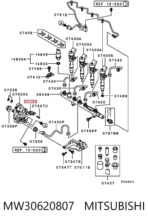Zawór regulacji ciśnienia (zawór redukcyjny pompy wtryskowej) System Common-Rail MW30620807 Mitsubishi
