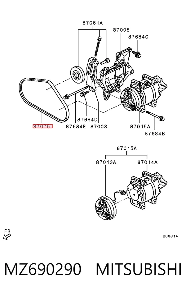 Pas napędowy mechanizmów MZ690290 Mitsubishi