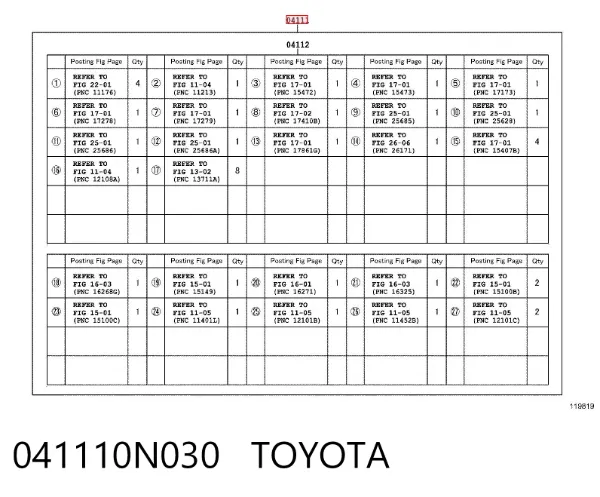 Zestaw uszczelek silnika pełny 041110N030 Toyota