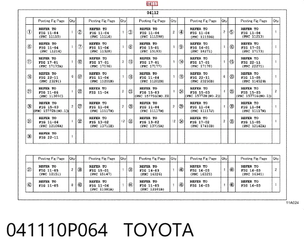 Zestaw uszczelek silnika pełny 041110P064 Toyota