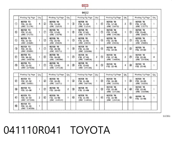 Zestaw uszczelek silnika pełny 041110R041 Toyota