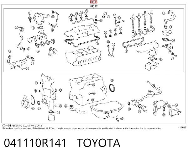 Zestaw uszczelek silnika pełny 041110R141 Toyota