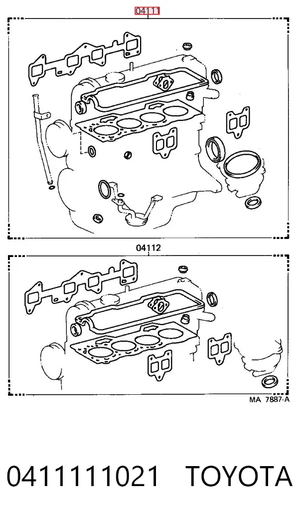 Zestaw uszczelek silnika pełny 0411111021 Toyota