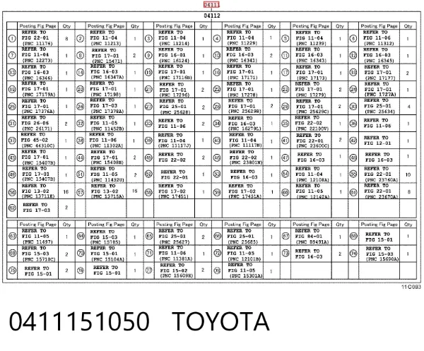 Zestaw uszczelek silnika pełny 0411151050 Toyota