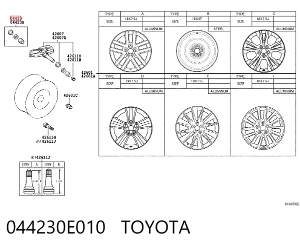 Mocowanie czujnika ciśnienia powietrza w oponach 044230E010 Toyota