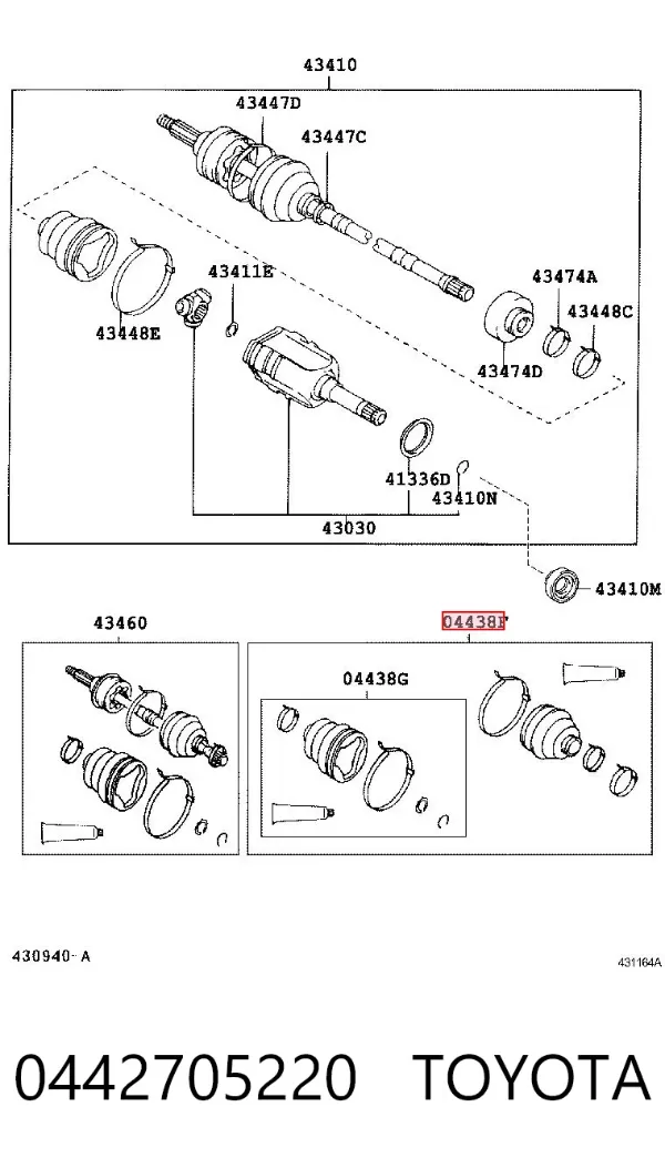 Osłona przegubu homokinetycznego półosi przedniej zewnętrzna 0442705220 Toyota