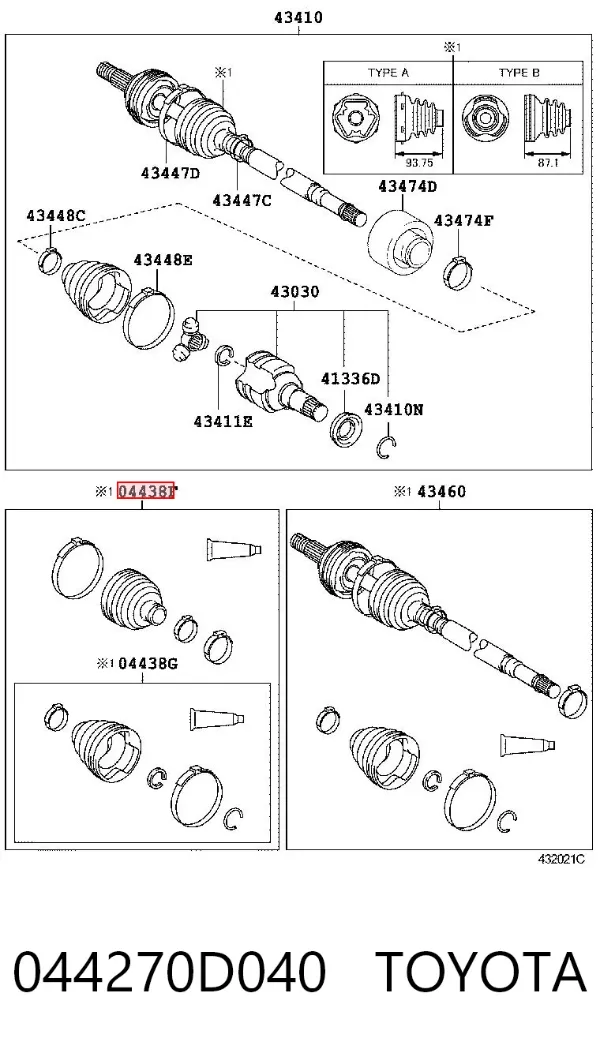 Osłona przegubu homokinetycznego półosi przedniej zewnętrzna 044270D040 Toyota