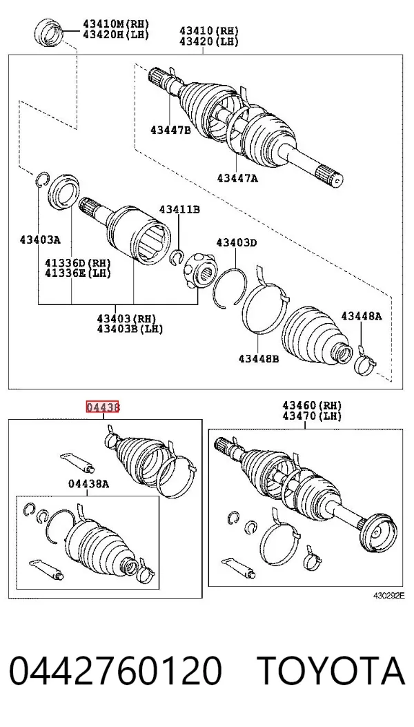 Osłona przegubu homokinetycznego półosi przedniej zewnętrzna 0442760120 Toyota