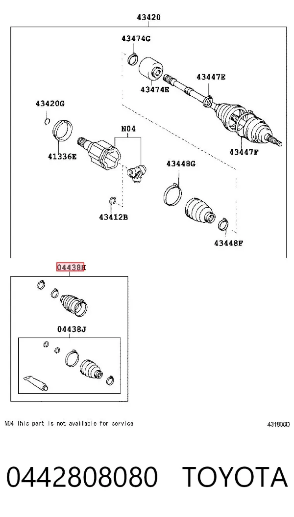 Osłona przegubu homokinetycznego zewnętrzna lewa 0442808080 Toyota