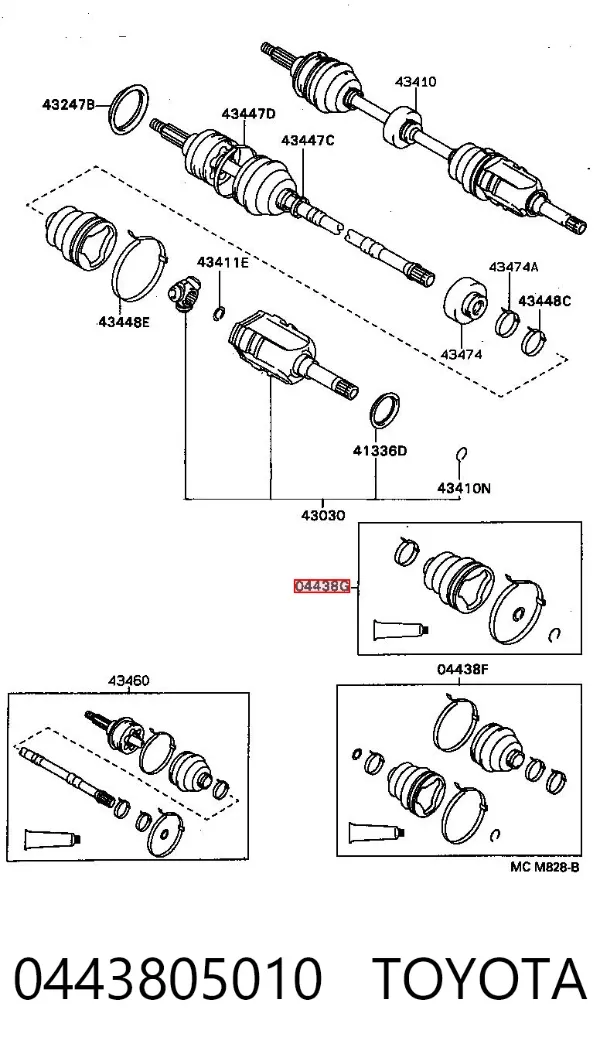 Osłona przegubu homokinetycznego półosi przedniej wewnętrzna 0443805010 Toyota