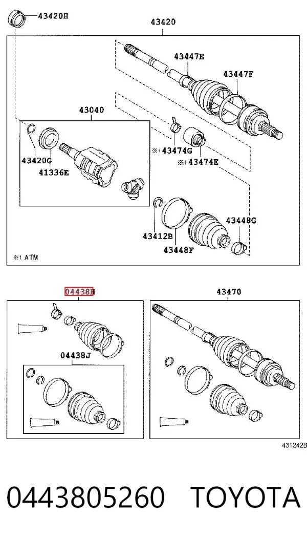 Osłona przegubu homokinetycznego półosi przedniej zewnętrzna 0443805260 Toyota