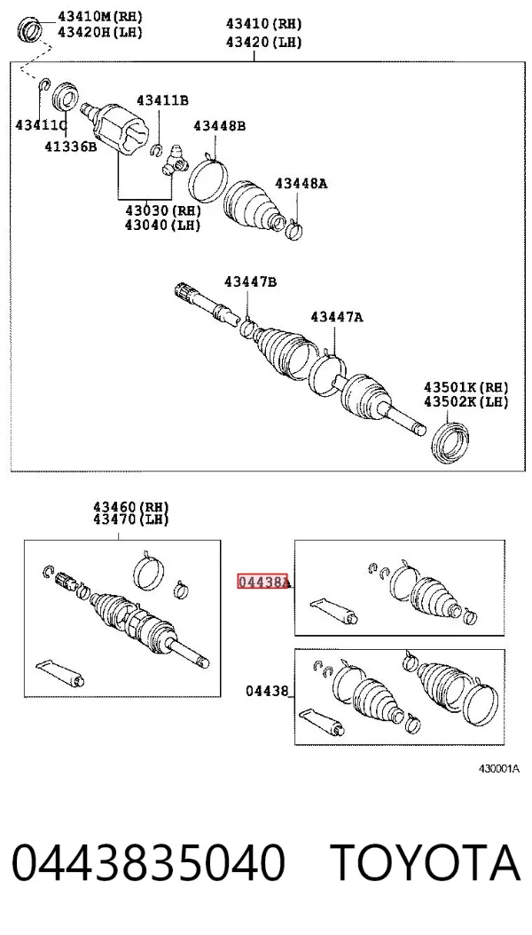 Osłona przegubu homokinetycznego półosi przedniej wewnętrzna 0443835040 Toyota
