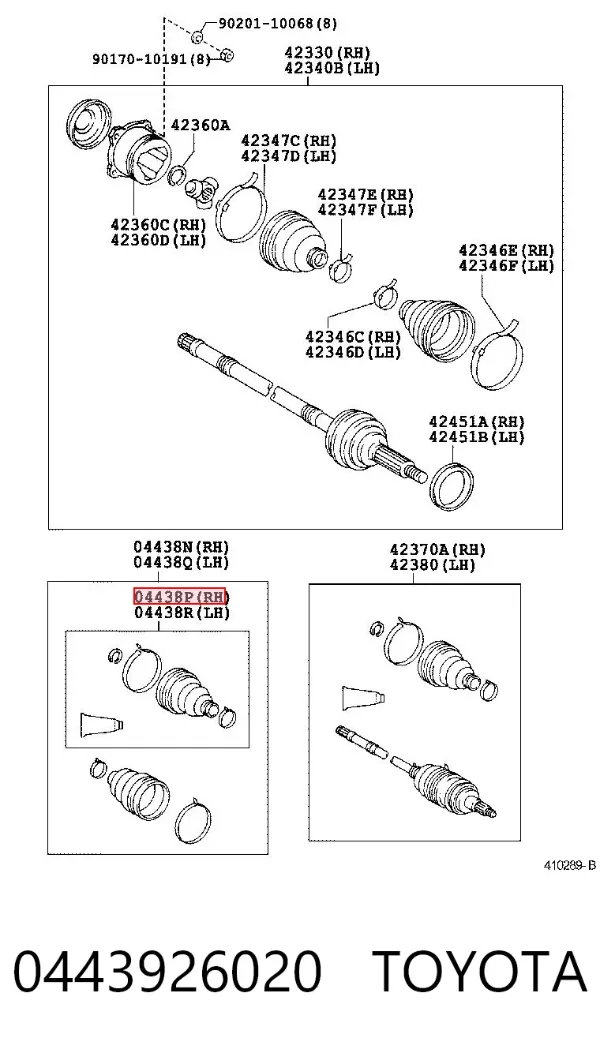 Osłona przegubu homokinetycznego półosi tylnej wewnętrzna 0443926020 Toyota